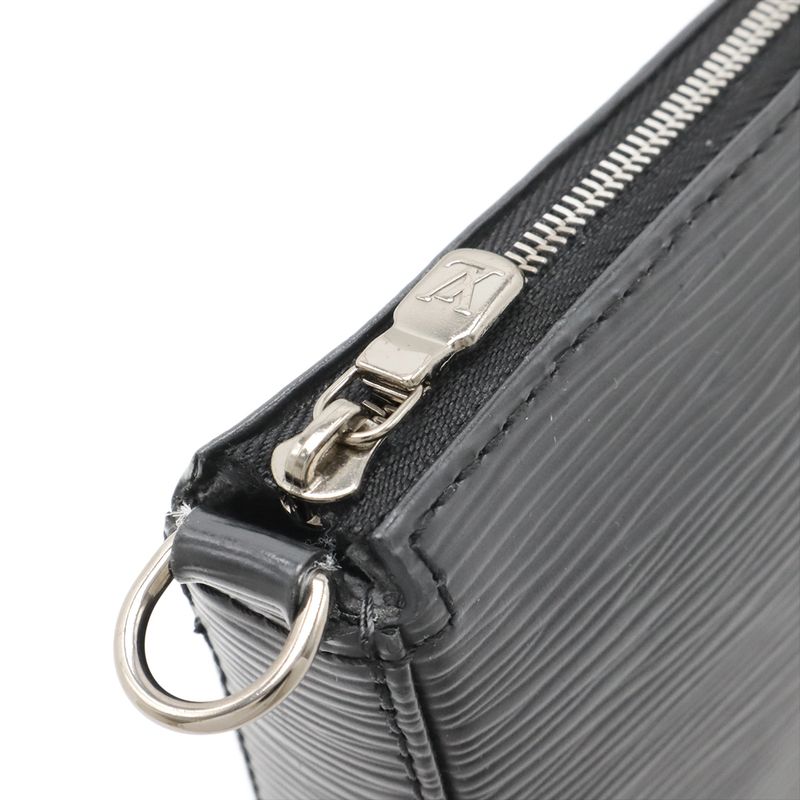 Louis Vuitton Epi Pochette Accessory Pouch Handbag Noir Black Silver Hardware — view 5