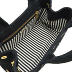 Prada Canapa Tote Bag 2-Way Shoulder Striped Crossbody Canvas Nero — view 6