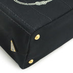 Prada Canapa Tote Bag 2-Way Shoulder Striped Crossbody Canvas Nero — view 3