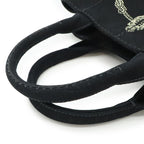 Prada Canapa Tote Bag 2-Way Shoulder Striped Crossbody Canvas Nero — view 4