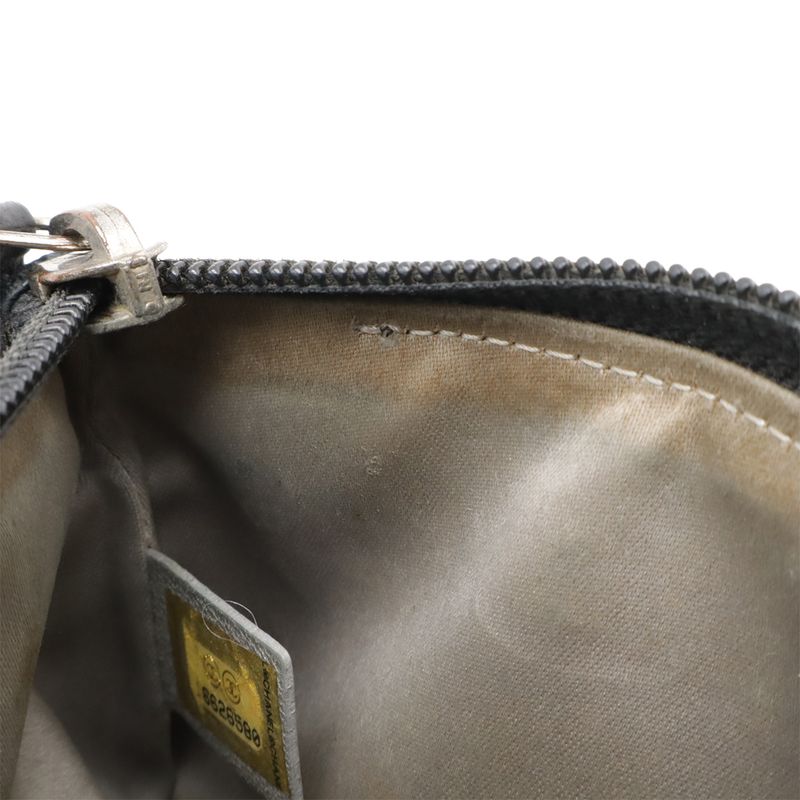 Chanel Camellia Coco Mark Coin Case Purse Lambskin Leather Black Silver — view 8