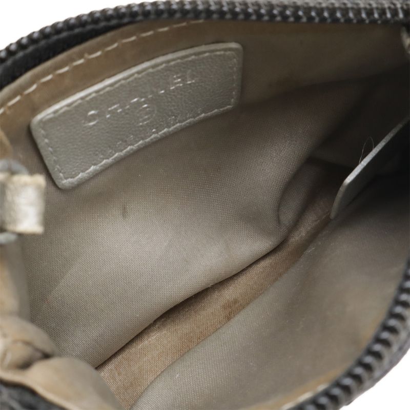 Chanel Camellia Coco Mark Coin Case Purse Lambskin Leather Black Silver — view 7
