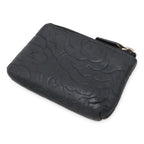 Chanel Camellia Coco Mark Coin Case Purse Lambskin Leather Black Silver — view 3
