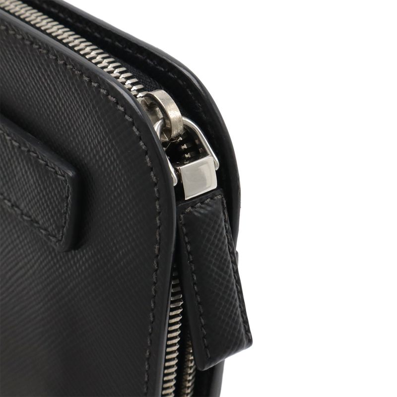 Prada Second Bag Clutch Multi Pouch Leather Nero Black Silver Hardware — view 4