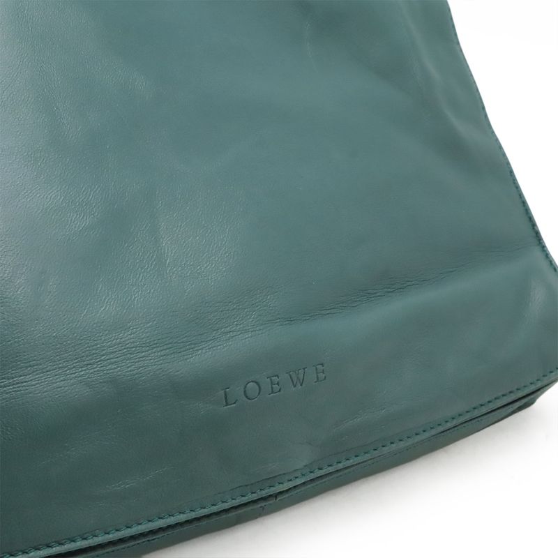 Loewe Flamenco Drawstring Bag Shoulder Crossbody Nappa Leather Blue Green — view 8