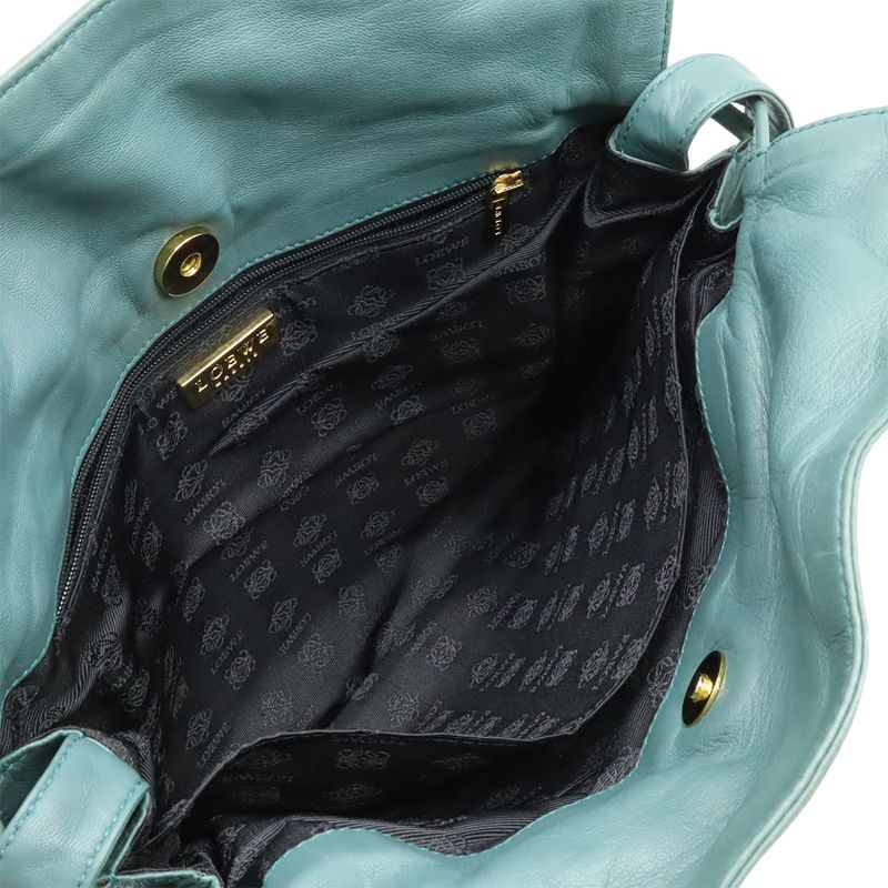 Loewe Flamenco Drawstring Bag Shoulder Crossbody Nappa Leather Blue Green — view 6