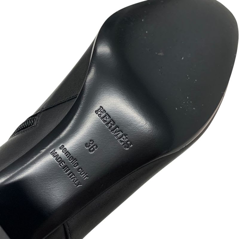Hermes Saint Germain Boots Short Shoes Leather Black Silver Kelly Hardware — view 8