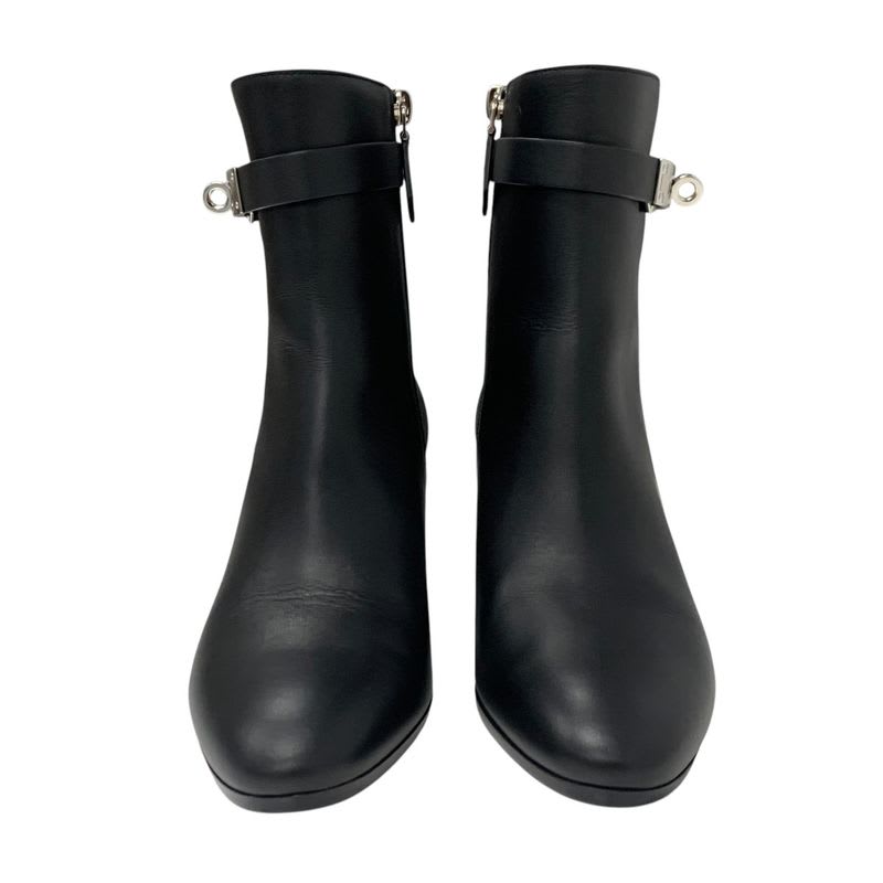 Hermes Saint Germain Boots Short Shoes Leather Black Silver Kelly Hardware — view 2