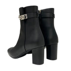 Hermes Saint Germain Boots Short Shoes Leather Black Silver Kelly Hardware — view 4