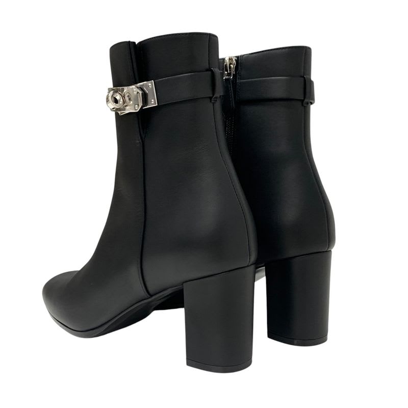 Hermes Saint Germain Boots Short Shoes Leather Black Silver Kelly Hardware — view 4