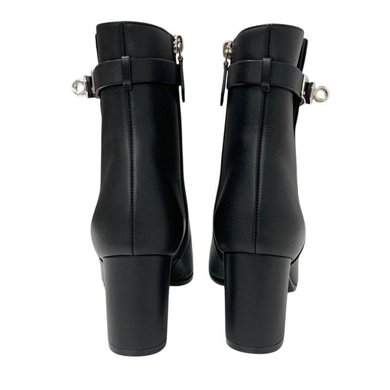 Hermes Saint Germain Boots Short Shoes Leather Black Silver Kelly Hardware — view 5