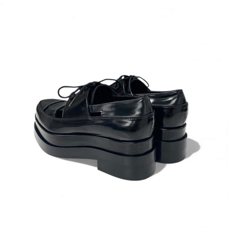 Hermes Loafers Leather Shoes Black Thick Sole — view 4