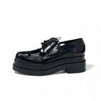 Hermes Loafers Leather Shoes Black Thick Sole — view 3