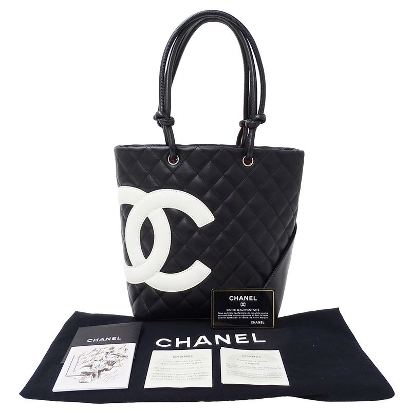 Chanel Bag Tote Lambskin Cambon Medium Black Handbag — view 5