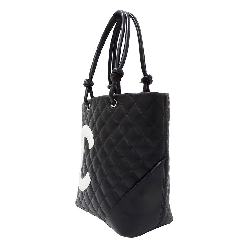 Chanel Bag Tote Lambskin Cambon Medium Black Handbag — view 4