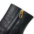 Fendi First Boots Short Shoes Leather Black Gold Metal Heel FF Logo — view 9