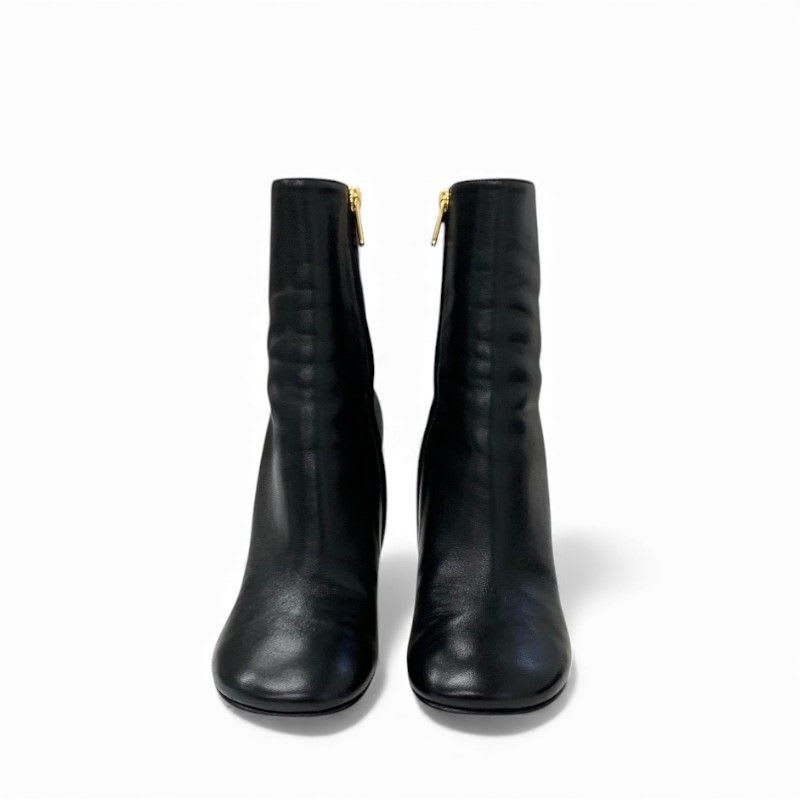 Fendi First Boots Short Shoes Leather Black Gold Metal Heel FF Logo — view 2