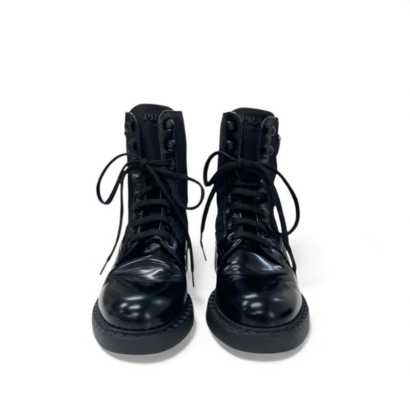 Prada Boots Short Shoes Nylon Leather Black Re-nylon Brushed — view 3