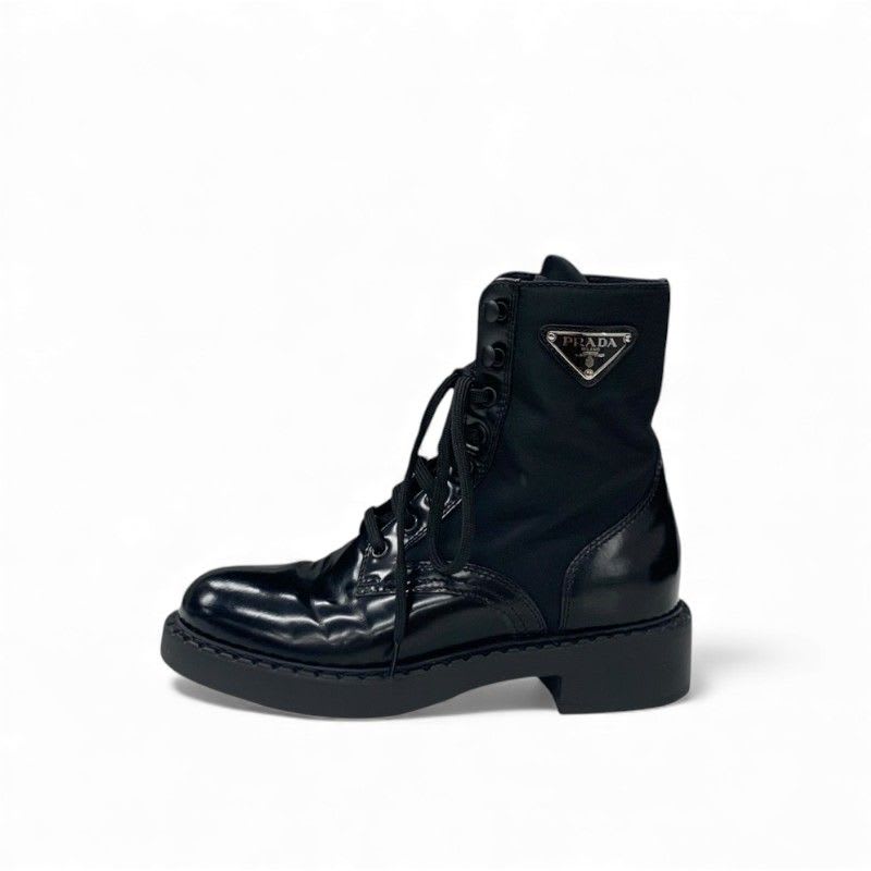 Prada Boots Short Shoes Nylon Leather Black Re-nylon Brushed — view 2