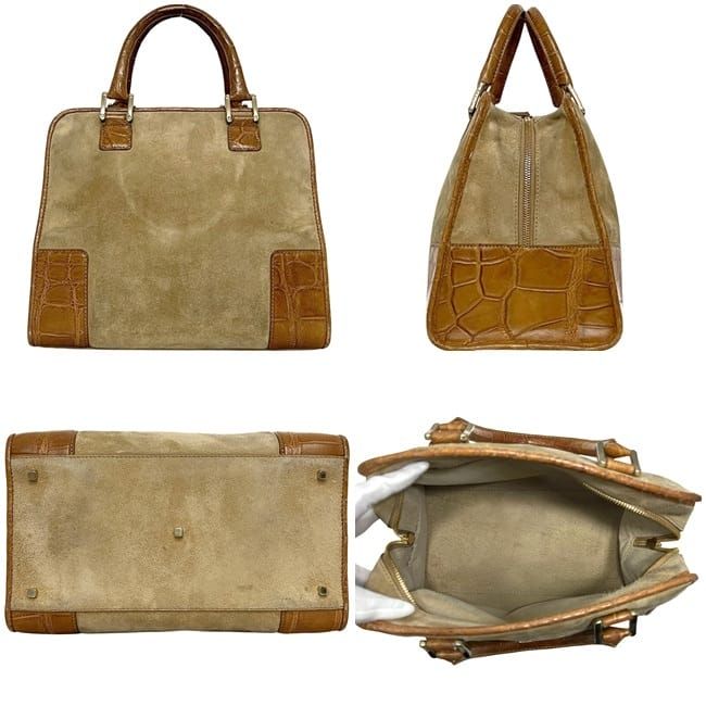 Loewe Handbag Amazona 28 Beige Brown Suede — view 6