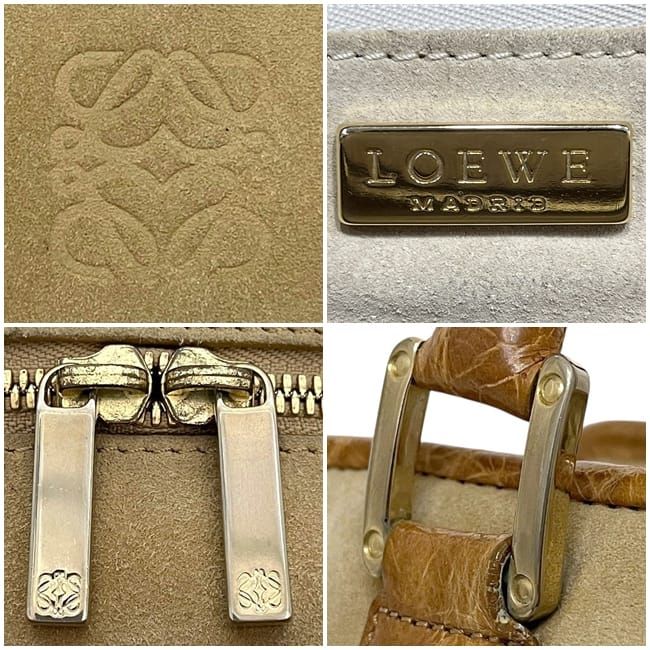 Loewe Handbag Amazona 28 Beige Brown Suede