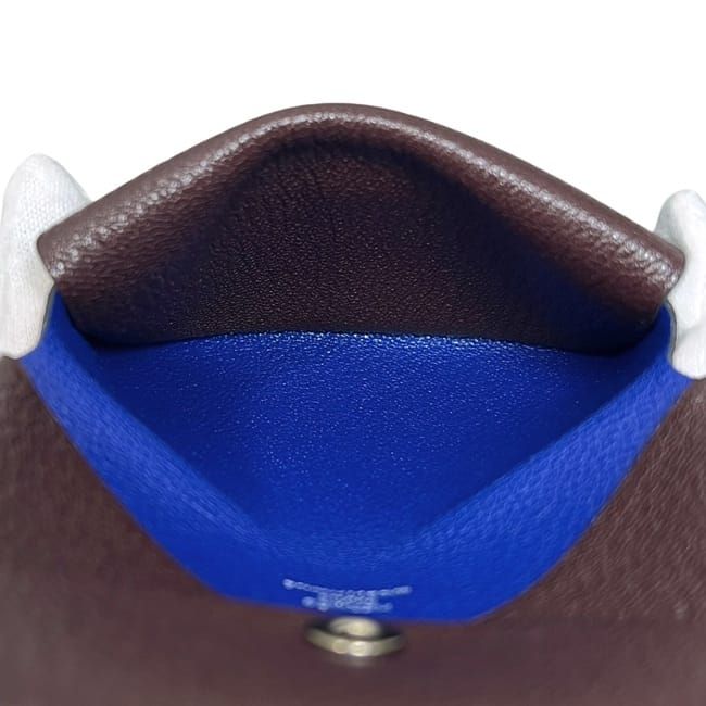 Hermes Bifold Wallet Calvi Duo Brown Blue Coin Purse — view 8