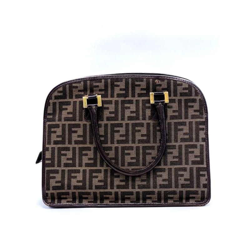 Fendi Handbag Zucca Pattern Brown Canvas Leather 62 Bs172 — view 4