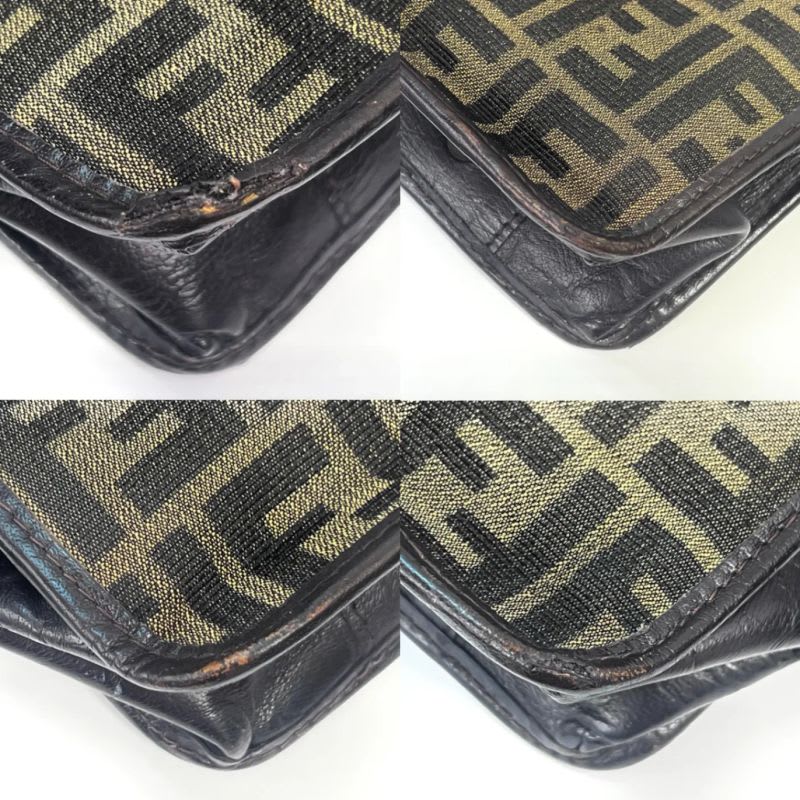 Fendi Handbag Zucca Pattern Brown Canvas Leather 62 Bs172 — view 7