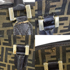 Fendi Handbag Zucca Pattern Brown Canvas Leather 62 Bs172 — view 8