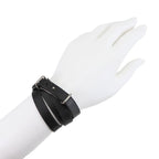 Hermes Hapi Double Tour Bracelet Leather Black Silver Hardware Accessories — view 8