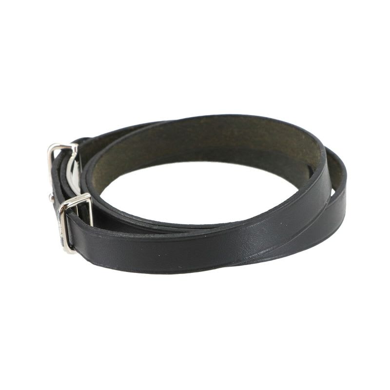 Hermes Hapi Double Tour Bracelet Leather Black Silver Hardware Accessories — view 3