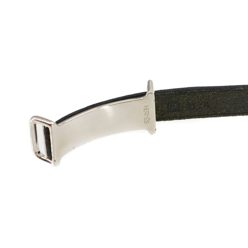 Hermes Hapi Double Tour Bracelet Leather Black Silver Hardware Accessories — view 6