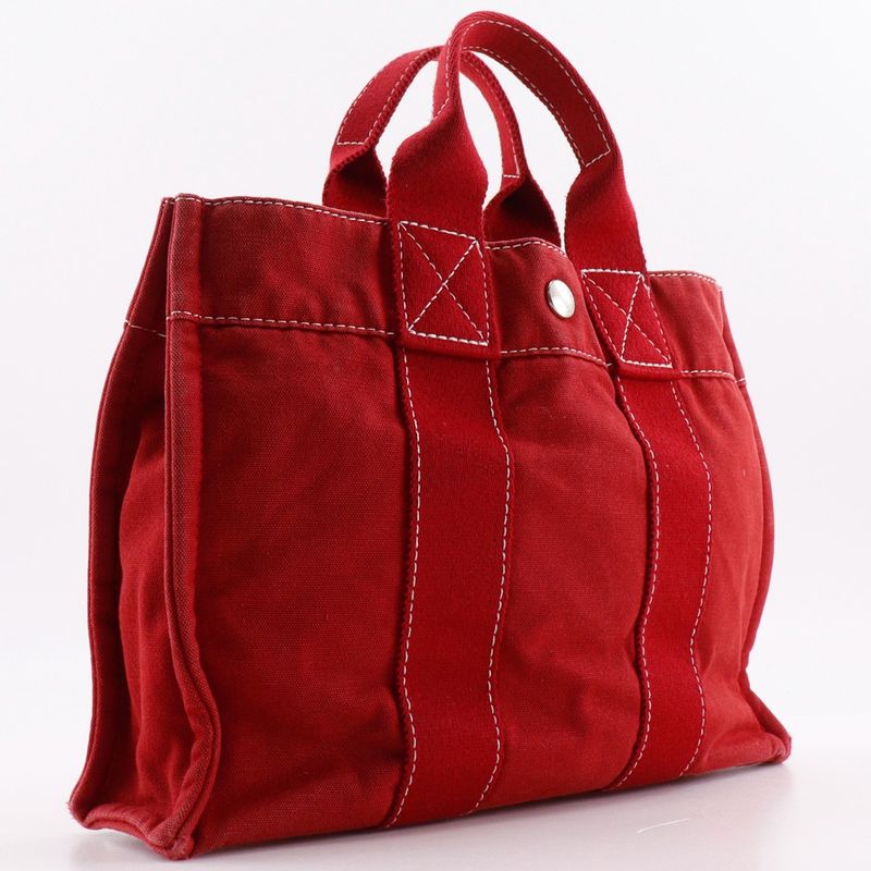 Hermes Deauville PM Canvas Red Handbag — view 3