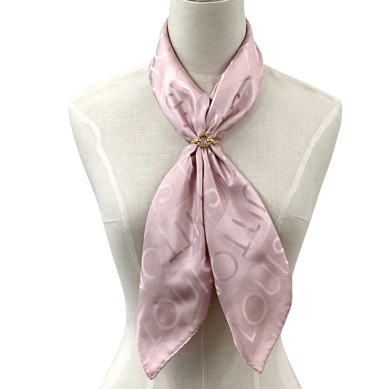 Louis Vuitton Scarf Silk Pink Logo Simple — view 4