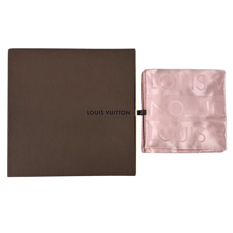 Louis Vuitton Scarf Silk Pink Logo Simple — view 3