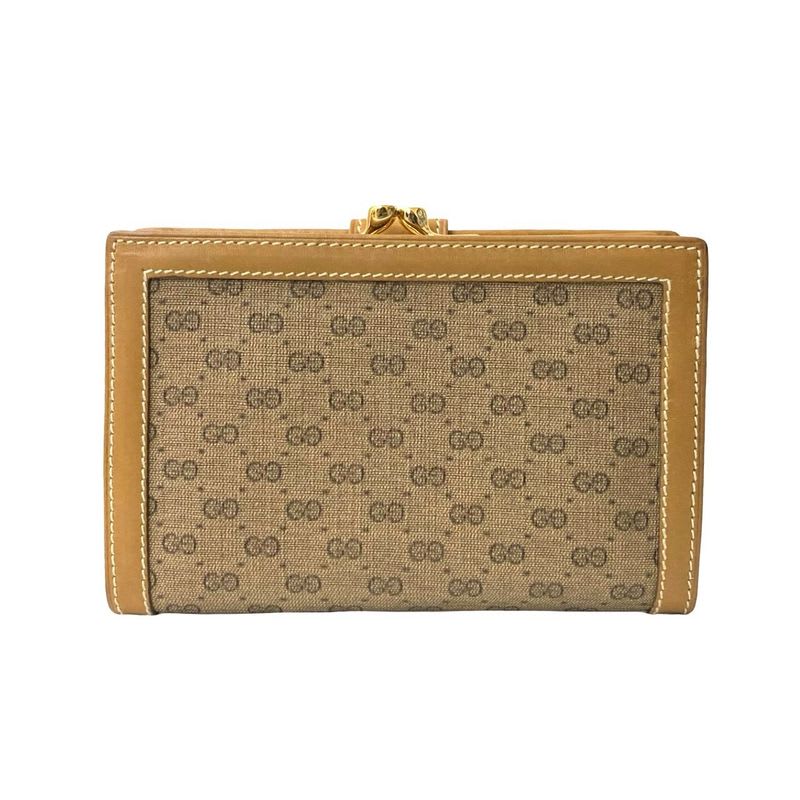 Gucci Vintage Micro GG Logo Pattern Leather Clasp Bifold — view 2