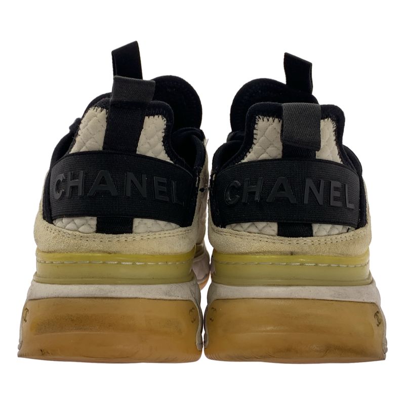 Chanel Coco Mark Quilted Suede Sneakers 37 White — view 3