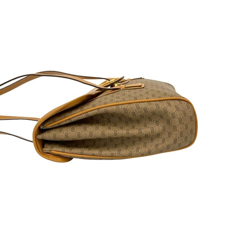 Gucci Vintage Micro GG Horseshoe Hardware Leather Bag Tote