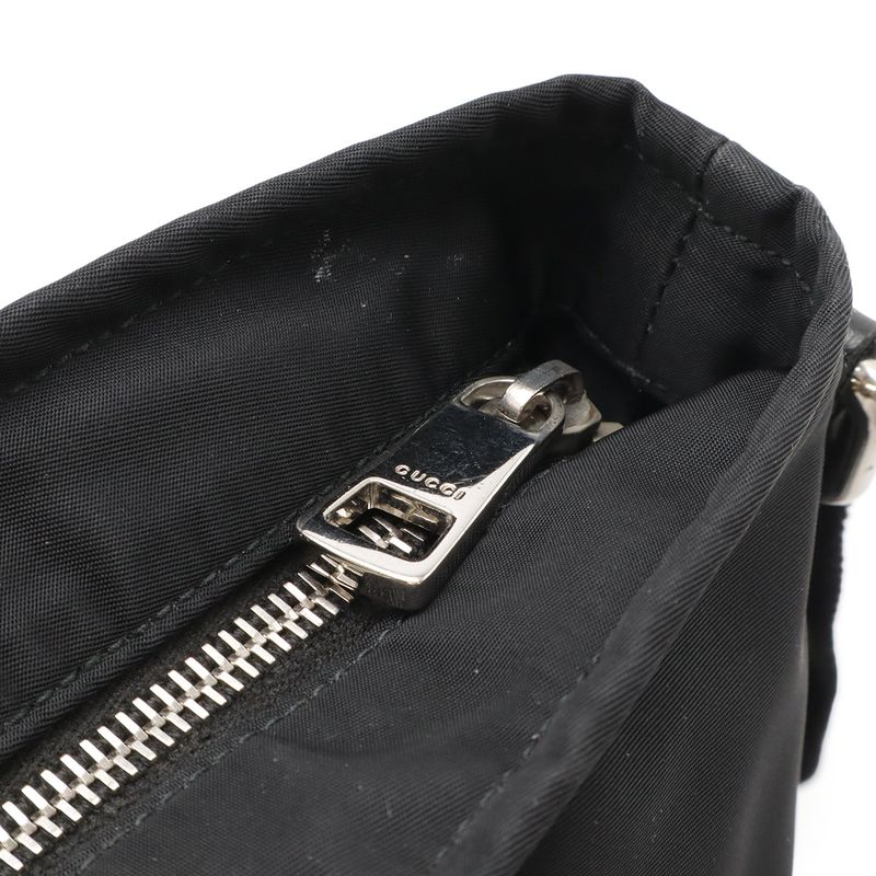 Gucci Diamante Shoulder Bag Crossbody Nylon Leather Black Gray Silver Hardware — view 4