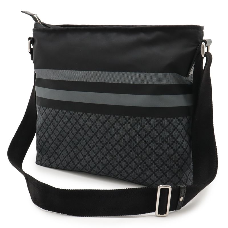 Gucci Diamante Shoulder Bag Crossbody Nylon Leather Black Gray Silver Hardware — view 2