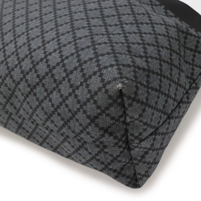 Gucci Diamante Shoulder Bag Crossbody Nylon Leather Black Gray Silver Hardware — view 3