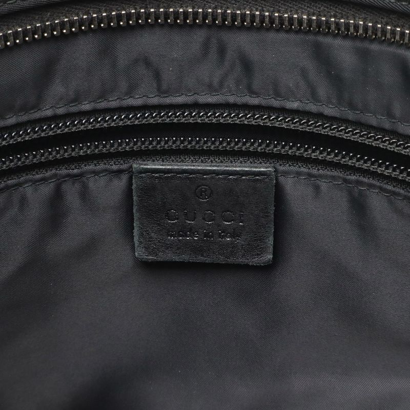 Gucci Diamante Shoulder Bag Crossbody Nylon Leather Black Gray Silver Hardware — view 9