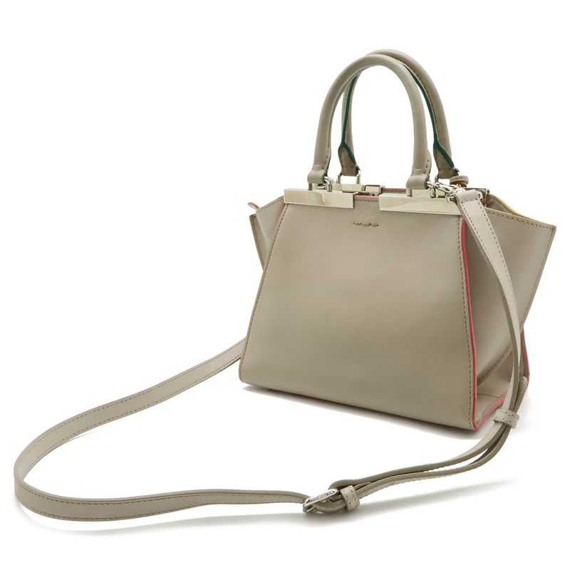 Fendi Petit Trois Jour Handbag Mini Bag 2-Way Shoulder Leather Sand Beige — view 2