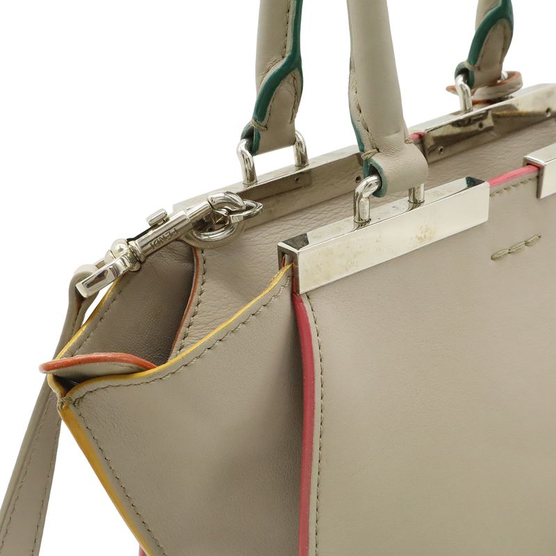 Fendi Petit Trois Jour Handbag Mini Bag 2-Way Shoulder Leather Sand Beige — view 8
