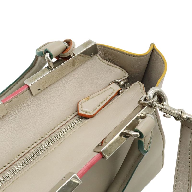 Fendi Petit Trois Jour Handbag Mini Bag 2-Way Shoulder Leather Sand Beige — view 5