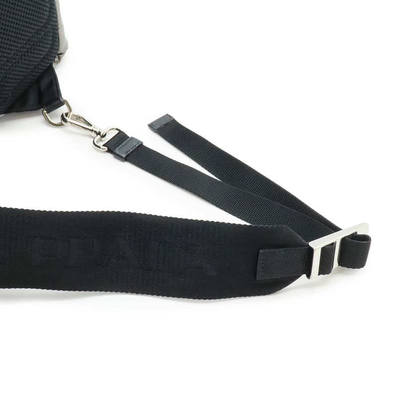 Prada Triangle Logo Body Bag Shoulder Crossbody Nylon Leather Ferro — view 5