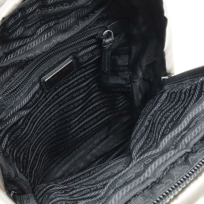 Prada Triangle Logo Body Bag Shoulder Crossbody Nylon Leather Ferro — view 7