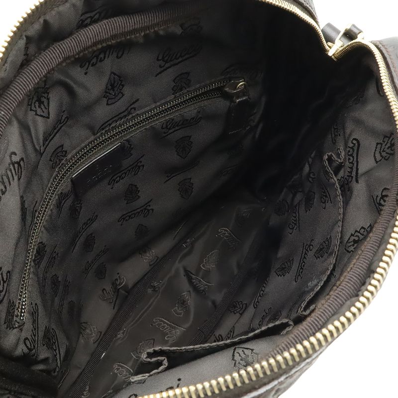 Gucci Guccissima Shoulder Bag Crossbody Leather Dark Brown Gold Hardware — view 7