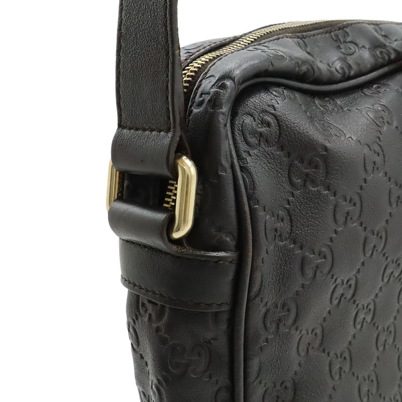 Gucci Guccissima Shoulder Bag Crossbody Leather Dark Brown Gold Hardware — view 4