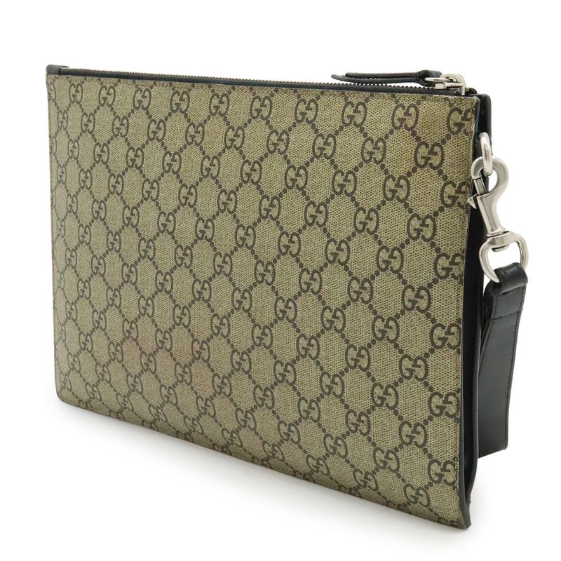 Gucci GG Supreme Clutch Bag Second Taiga Tiger Print Leather Khaki — view 2